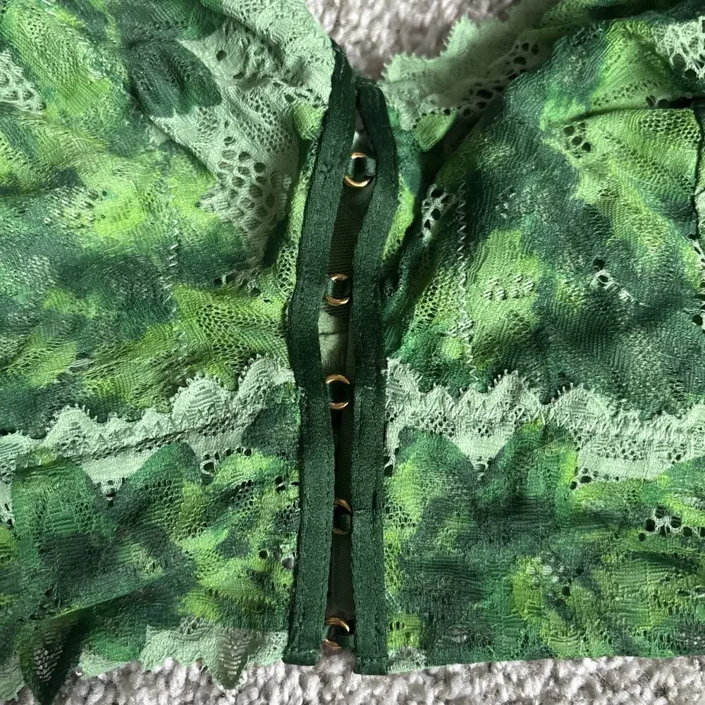 Aerie Real Good Bra Green Lace Unpadded Size XL